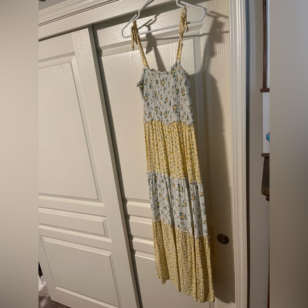 Pop Floral Maxi Dress in Cream and Yellow